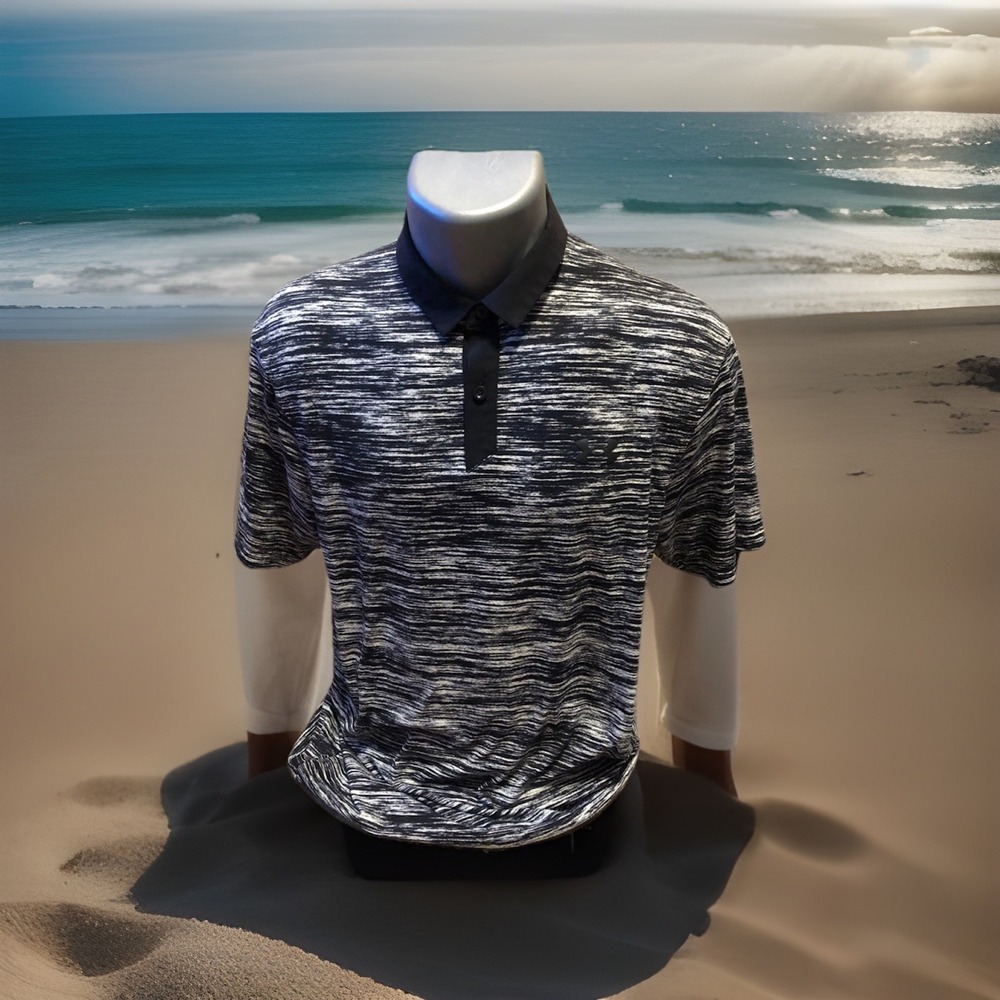 Under Armour Mens Iso-Chill Polo Shirt Black White Space Dye Golf Top XXL 2XL
